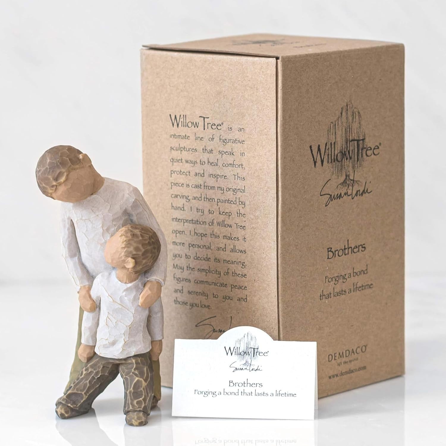 25th Anniversary Brothers Figurine Gift – Hand-Painted Resin Ornament with Card