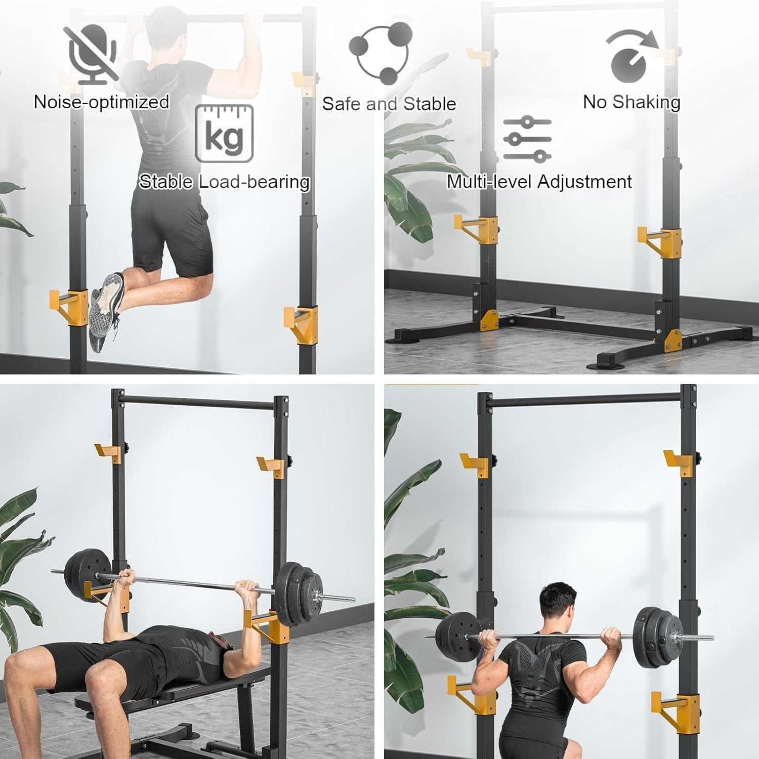 Adjustable Power Tower Pull-Up Bar & Squat Rack – Home Gym Station 59-87in