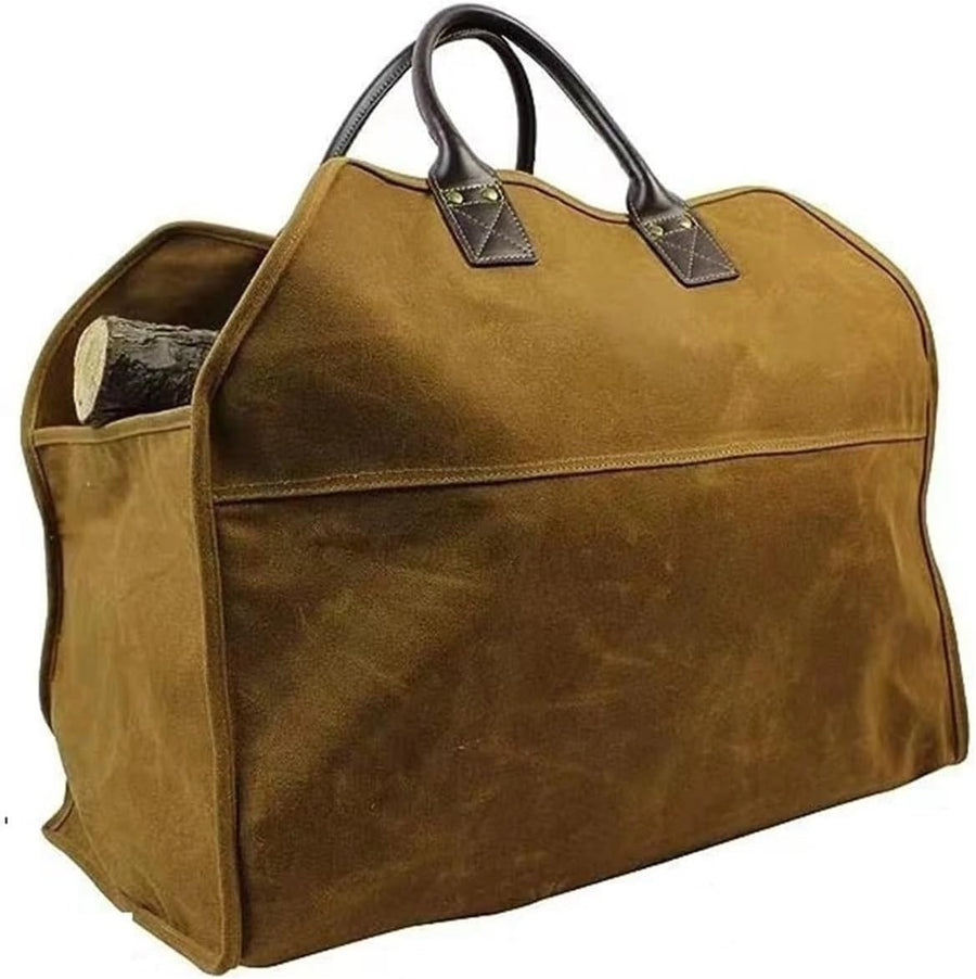 Durable Canvas Firewood Carrier Bag Large Tote with Handles Waterproof