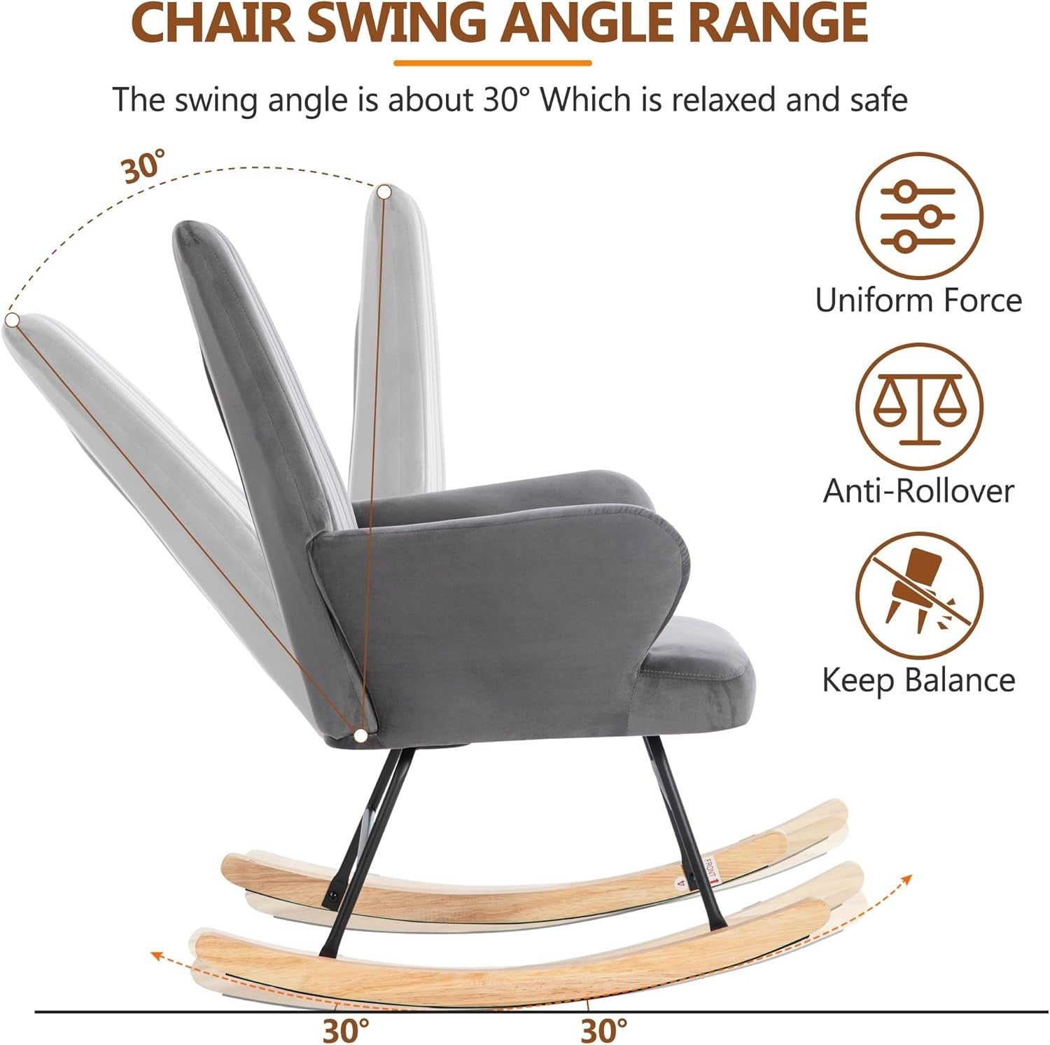 High Back Rocking Chair with Footstool, Armchair for Lounge Bedroom