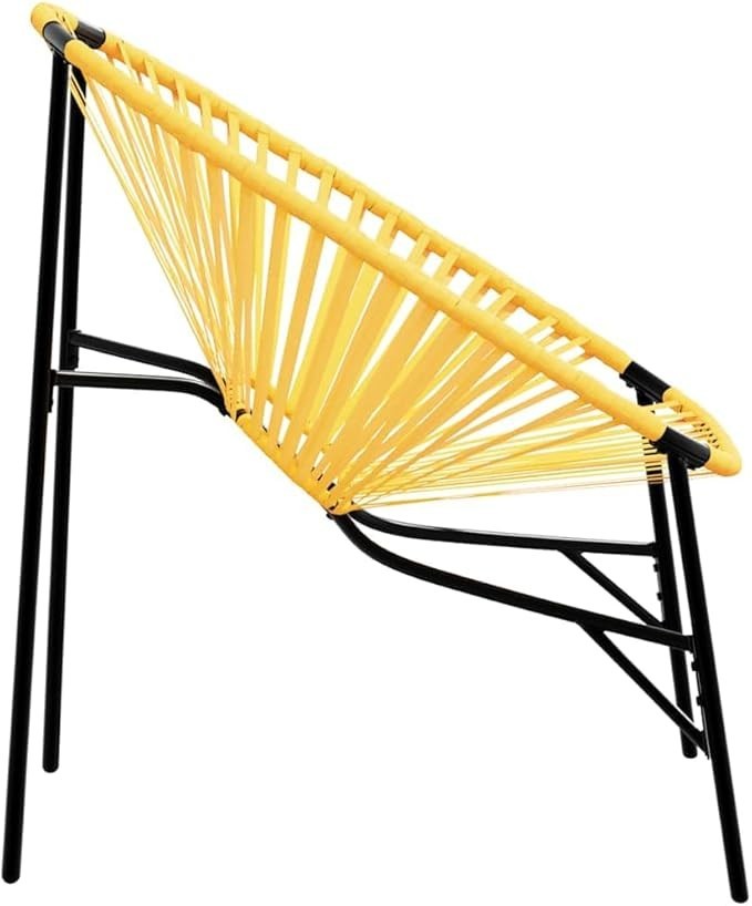 Outdoor Egg Chair Black Yellow Rattan Garden Patio Balcony Seat Comfortable