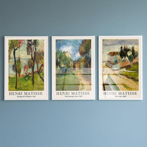 Abstract Vintage Landscape Canvas Wall Art Set of 3 Large Prints 60x90cm