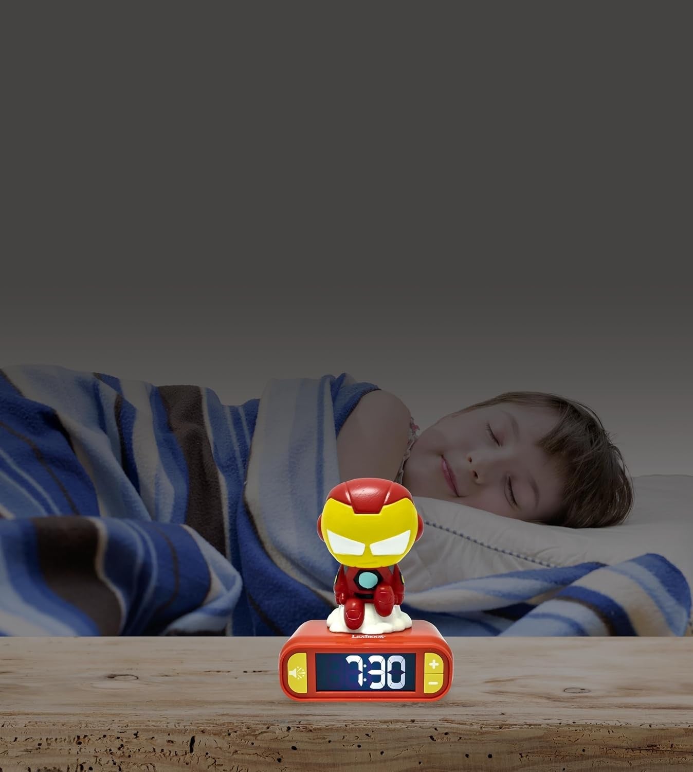 Kids Superhero Alarm Clock Night Light LED Display  Sounds Bedroom