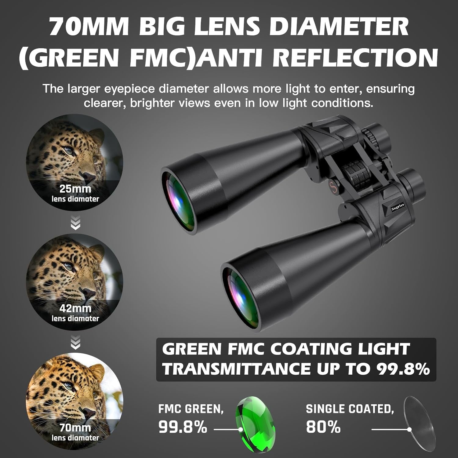 18x70 HD Astronomy Binoculars Waterproof Fogproof Tripod Phone Adapter Long Rang