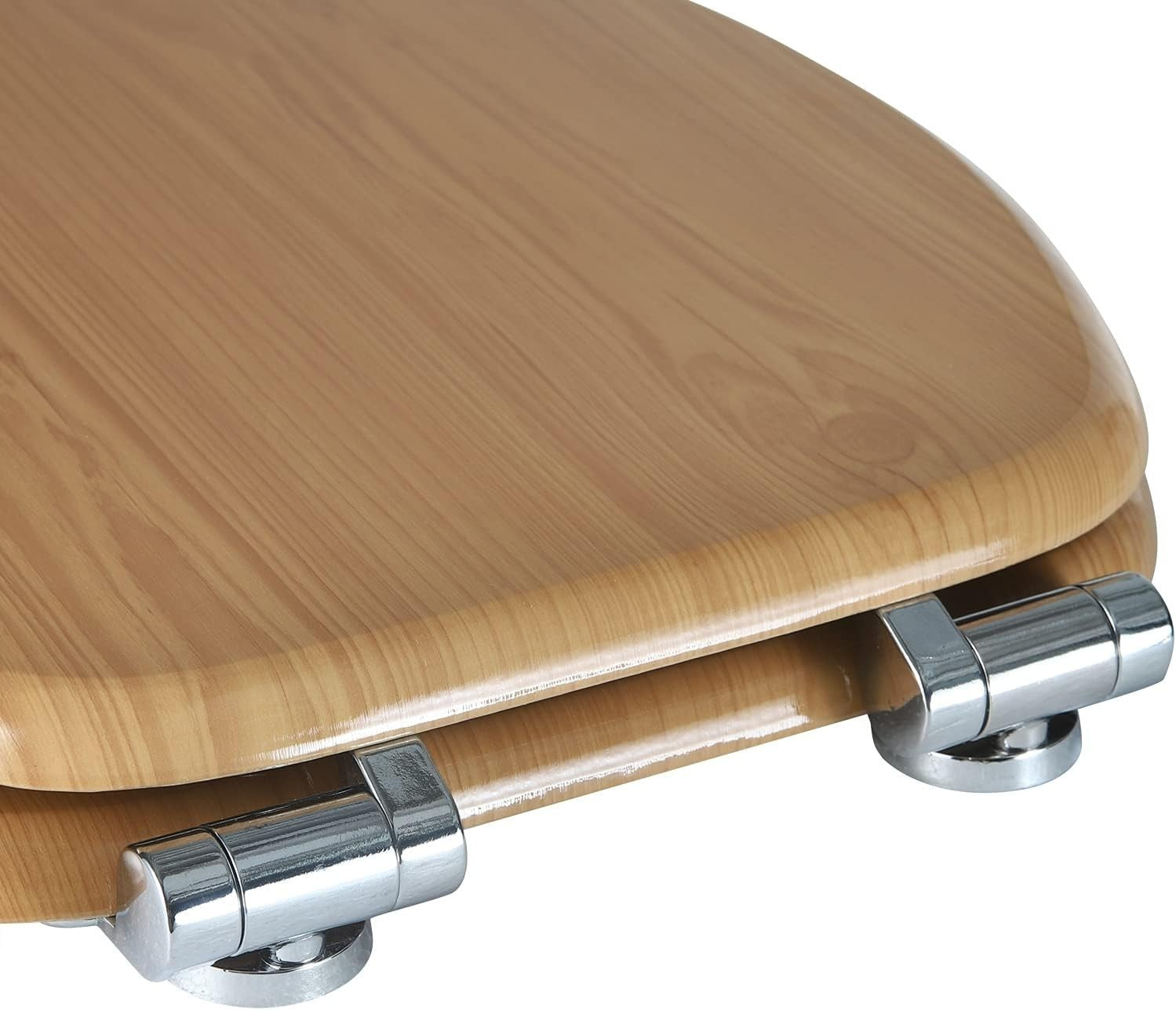 Wooden Toilet Seat Soft Close Maple MDF Heavy Duty Standard WC 43.8x37.8cm