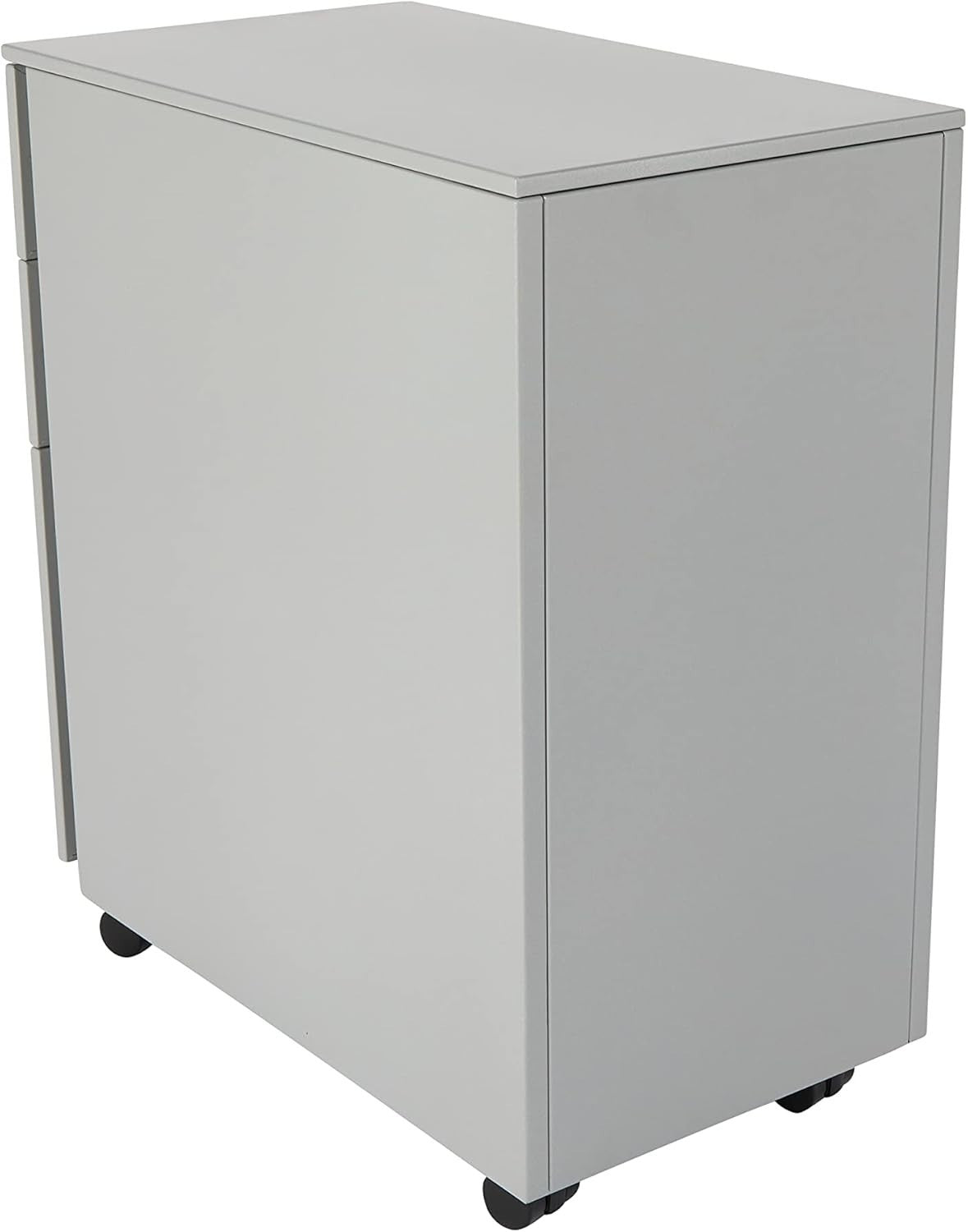 Grey Narrow Under Desk Filing Cabinet 3 Drawer Lockable 60cm