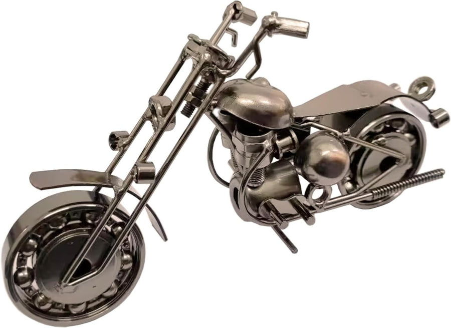 Vintage Metal Motorcycle Model – Handmade Retro Chainwheel Ornament Gift