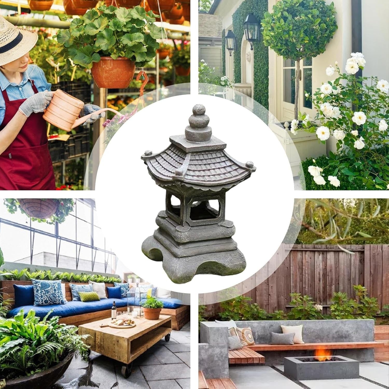 Solar Path Light Four-Corner Pavilion Palace Lantern for Garden Patio Yard