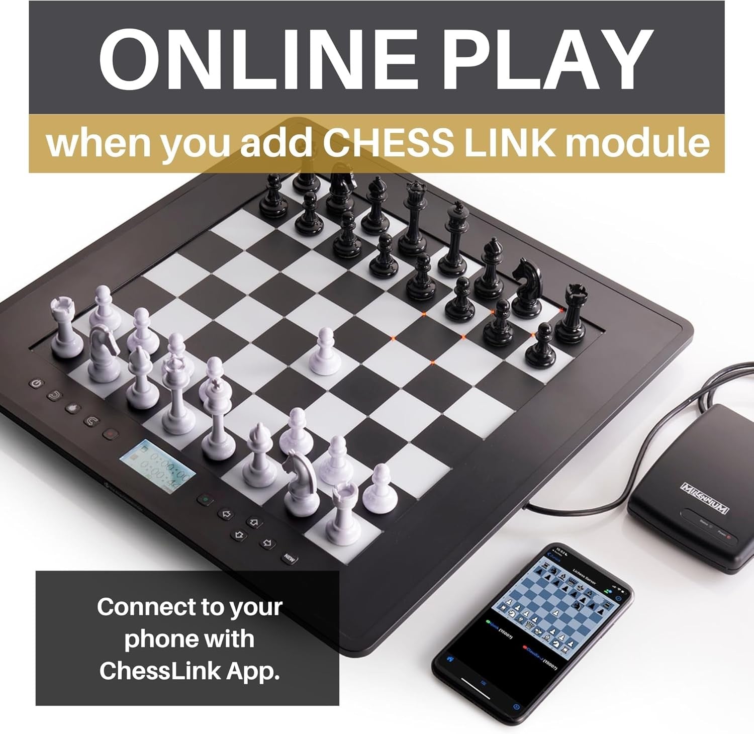 Electronic Chess Computer with LED Move Display & Adjustable Skill Levels