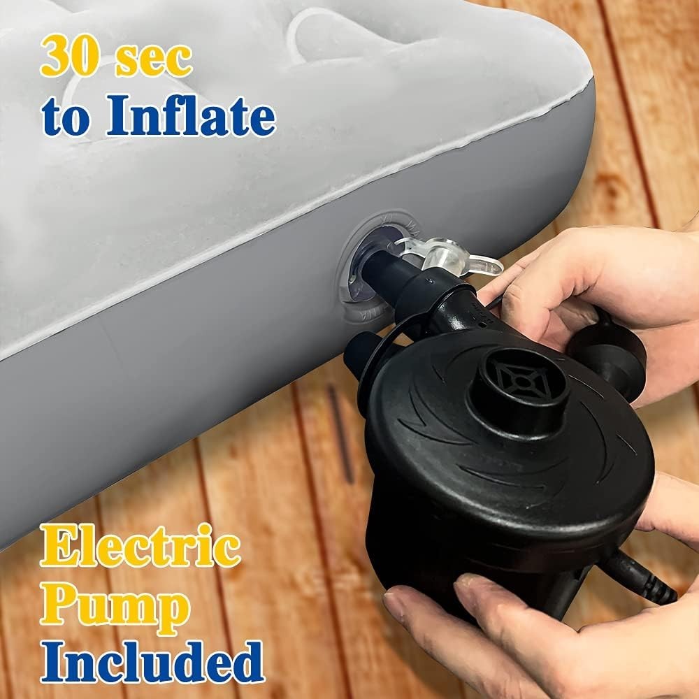 Portable Toddler Air Mattress Bed with Safety Rails & Electric Pump