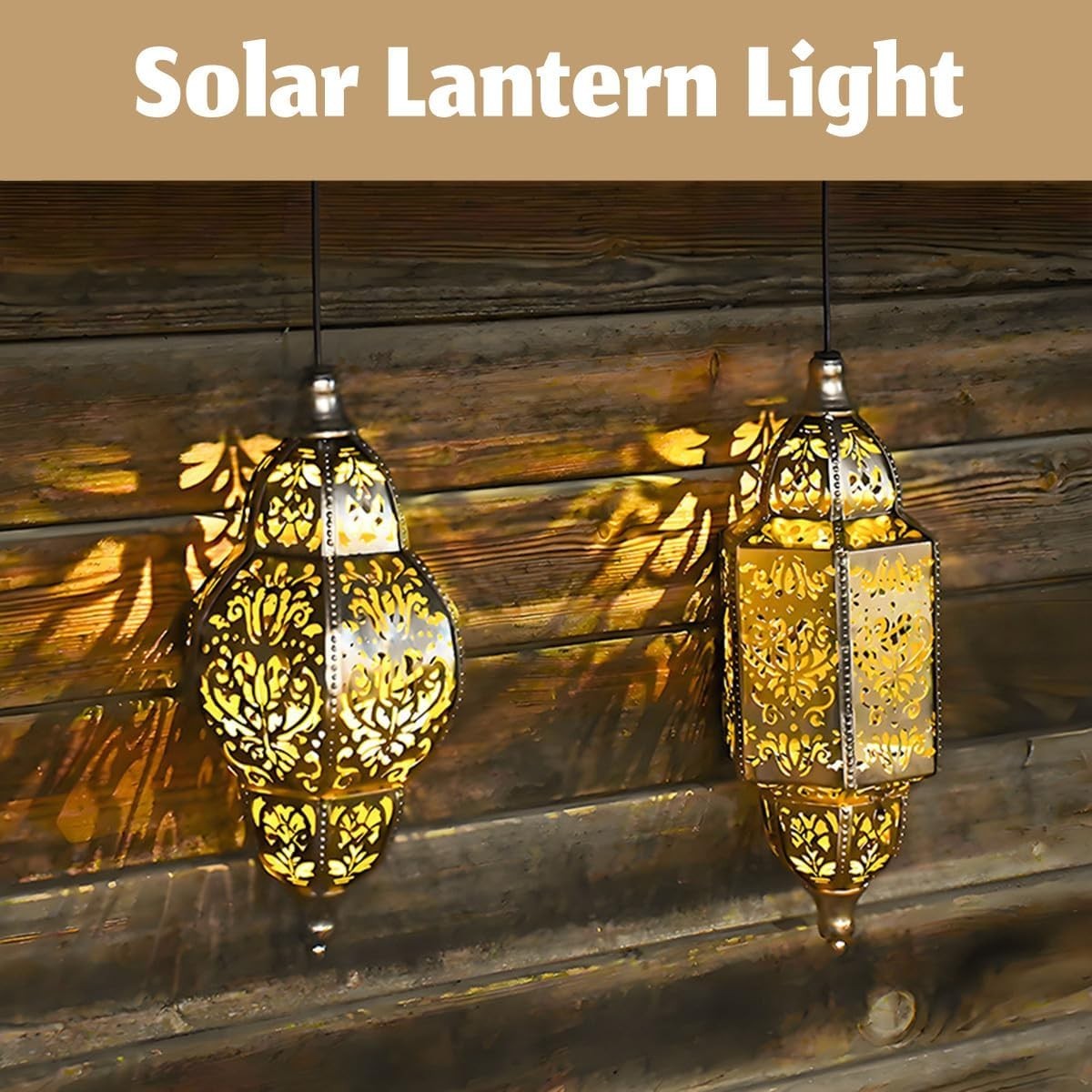 2x Retro Moroccan Solar Lantern Lights Outdoor Hanging Waterproof