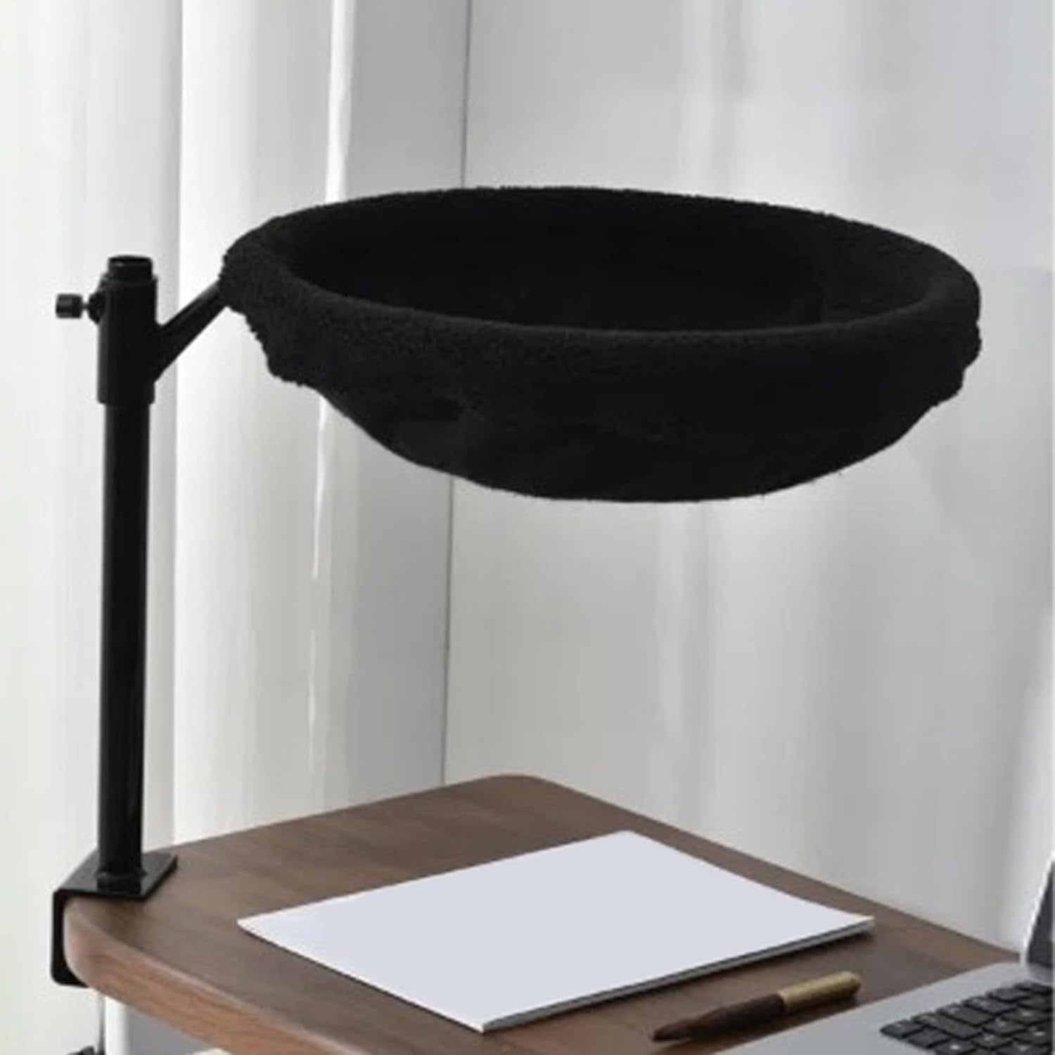 360° Rotating Cat Desk Hammock Washable Clamp On Bed Black