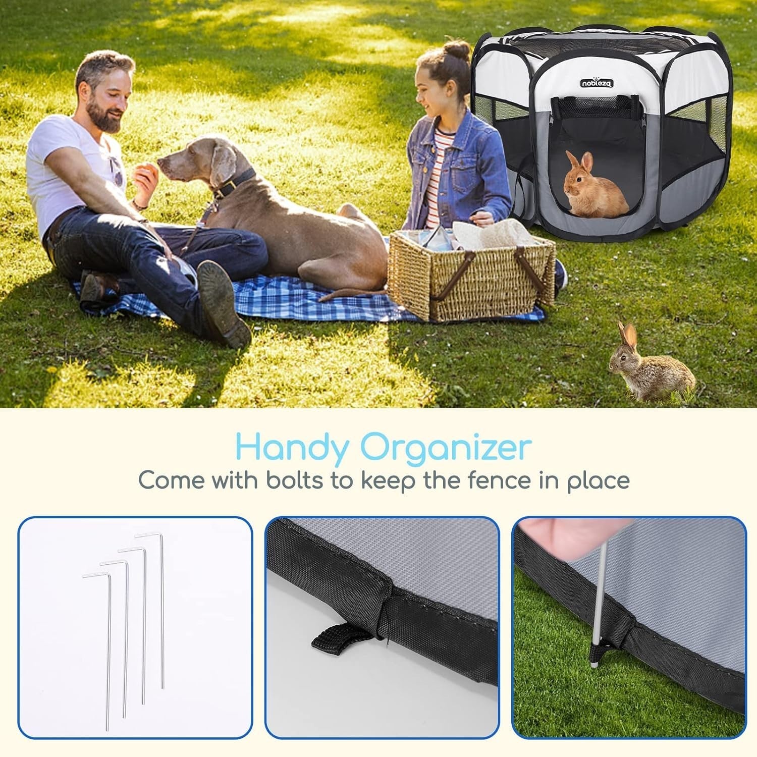 Portable Foldable Pet Playpen Indoor Outdoor Dog Cat Puppy Fence 62x62x45cm