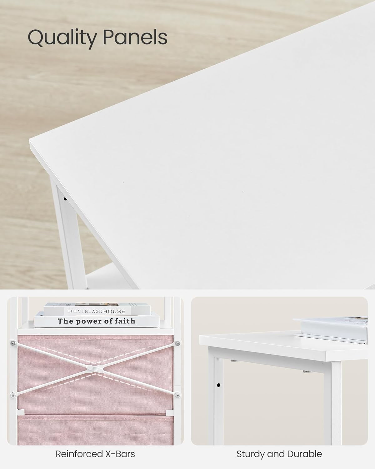 Tall Pink Bedside Table with 2 Fabric Drawers & Shelf – Modern Storage Unit