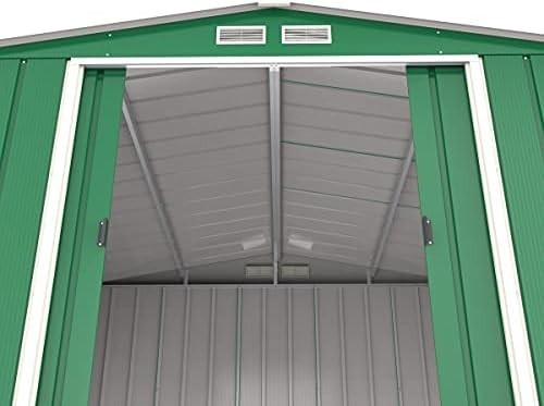 Extra Large Metal Garden Storage Shed 10x10ft Waterproof Outdoor Tool Shed Green