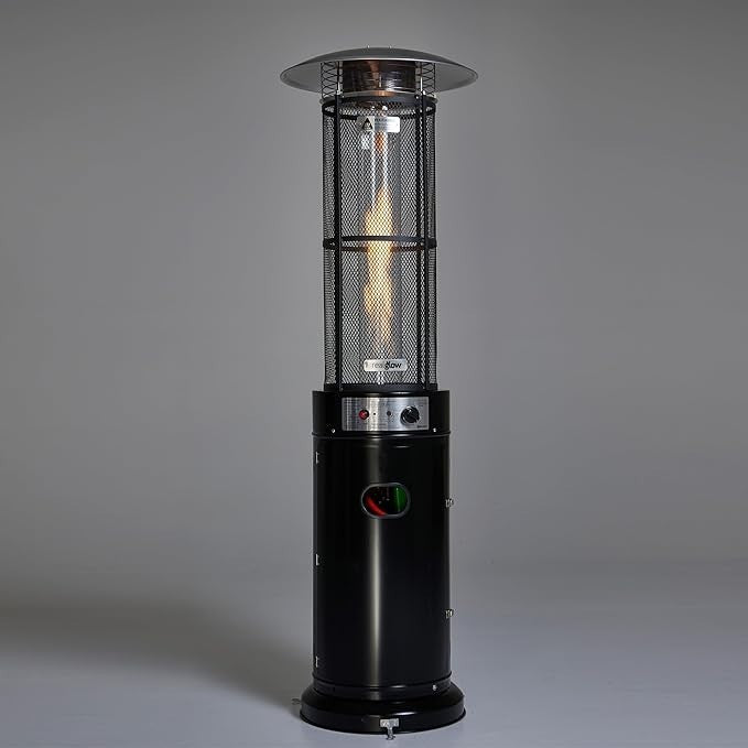 Outdoor Gas Patio Heater 15KW Glass Tube Flame Stable Base Wheels Adjustable