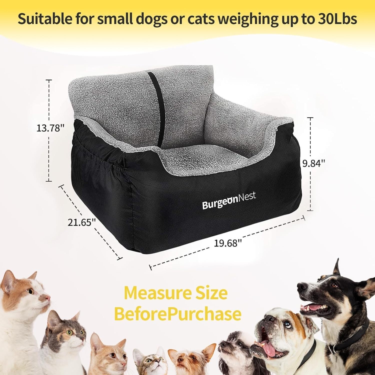 Large Dog Car Seat Booster Bed Pet Travel Carrier Safety Leash Non Slip