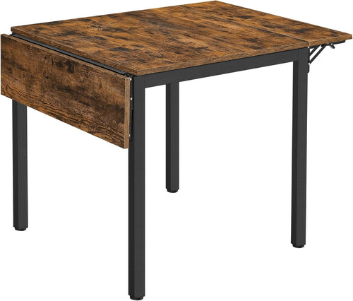 Industrial Drop Leaf Dining Table Folding Rustic Brown Black 2–4 Seater
