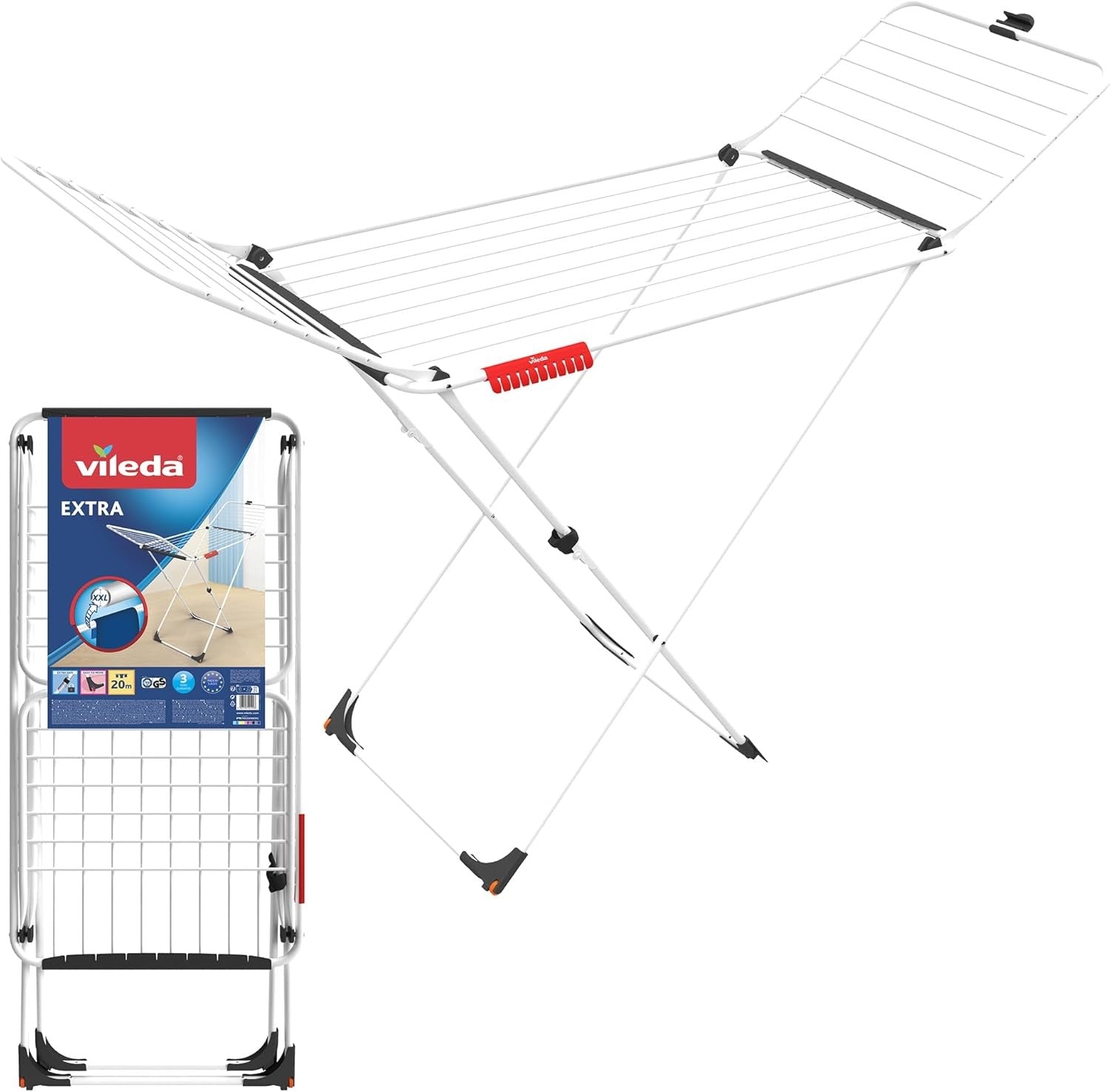 Indoor Clothes Airer 20m Drying Space Foldable X-Leg Compact Laundry Rack