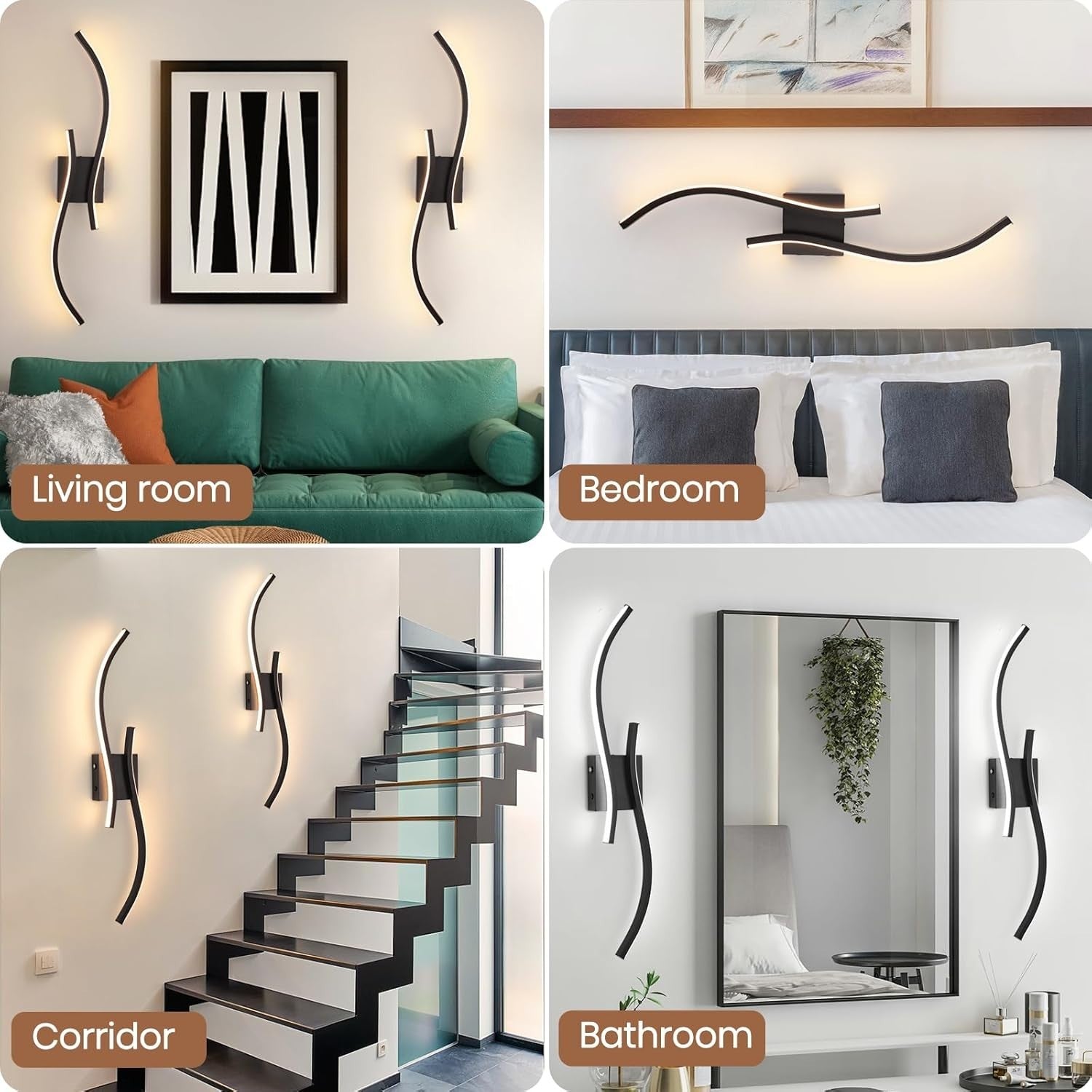 Battery Operated LED Wall Sconces with Remote, USB Rechargeable, 80cm