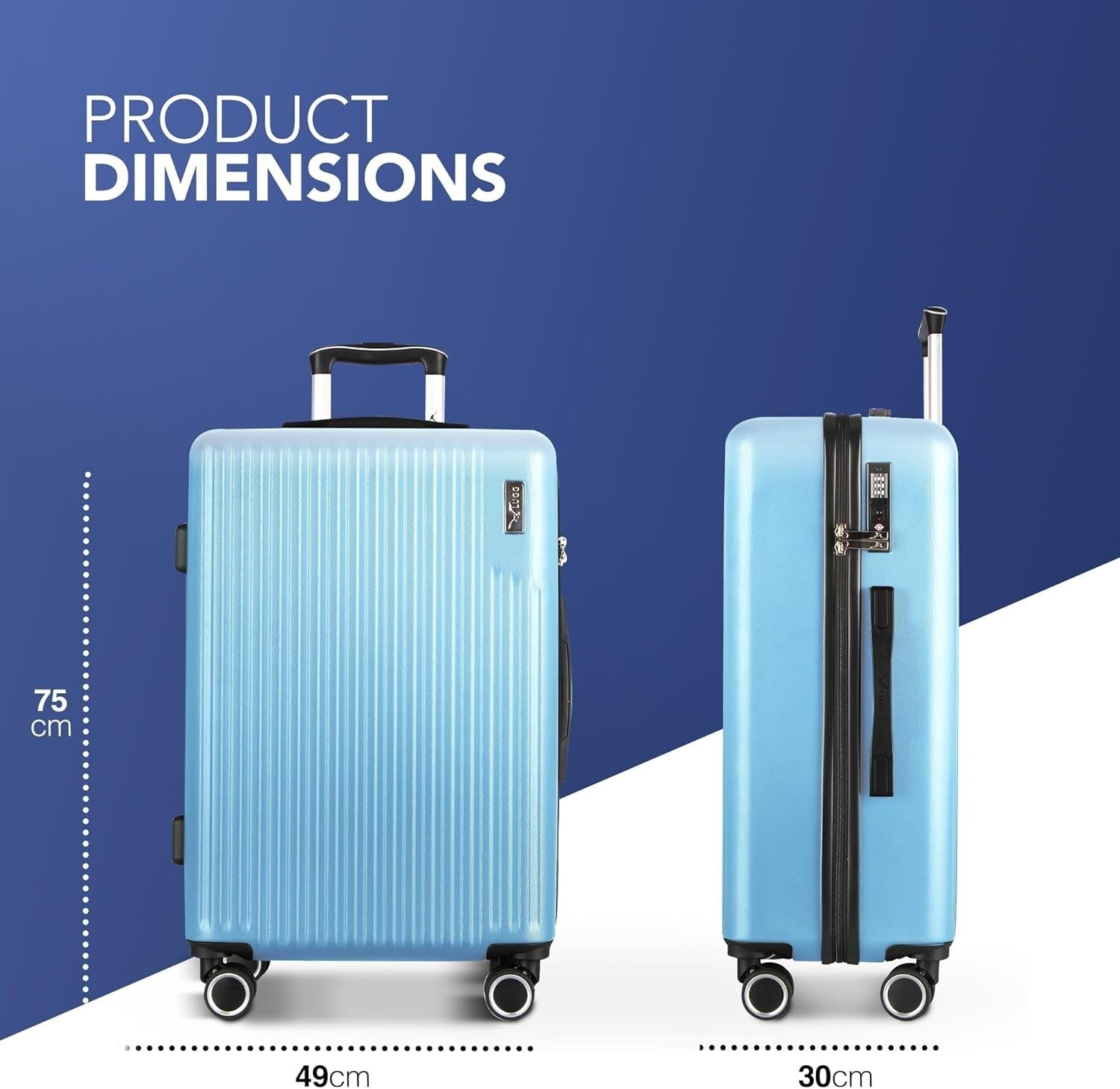 28in Vacay Checked Luggage ABS Hard Case TSA Indent Lock Silent Spinner