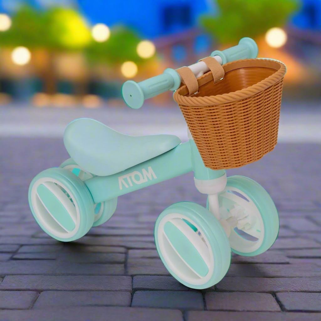 Toddler Balance Bike with Basket Lightweight Training Bike Age 1+ Green