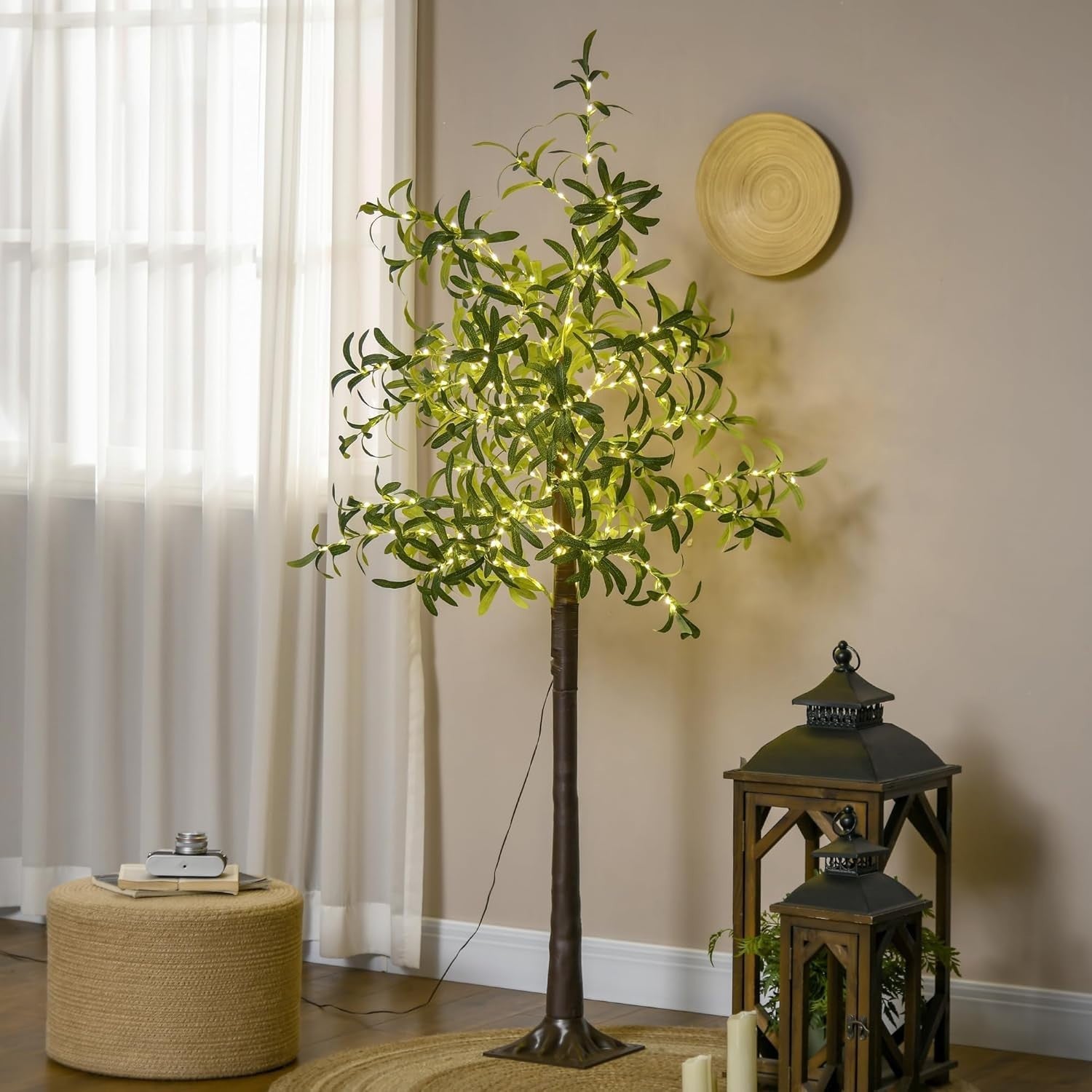 180cm Olive Tree Light with 300 LED Warm White Lights Artificial Indoor Decor