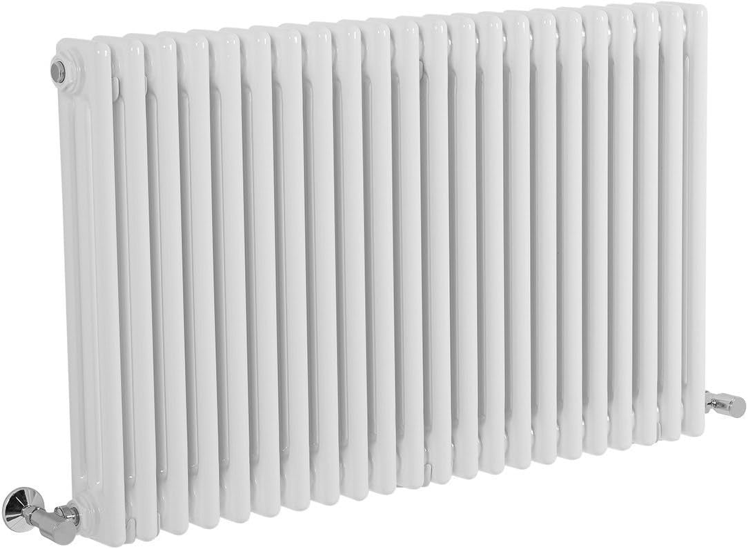Triple Column Horizontal Radiator 600x1010mm White Cast Iron Style