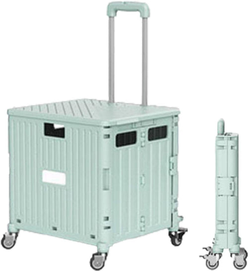 Folding Shopping Trolley with Lid – 65L Collapsible Rolling Cart for Storage