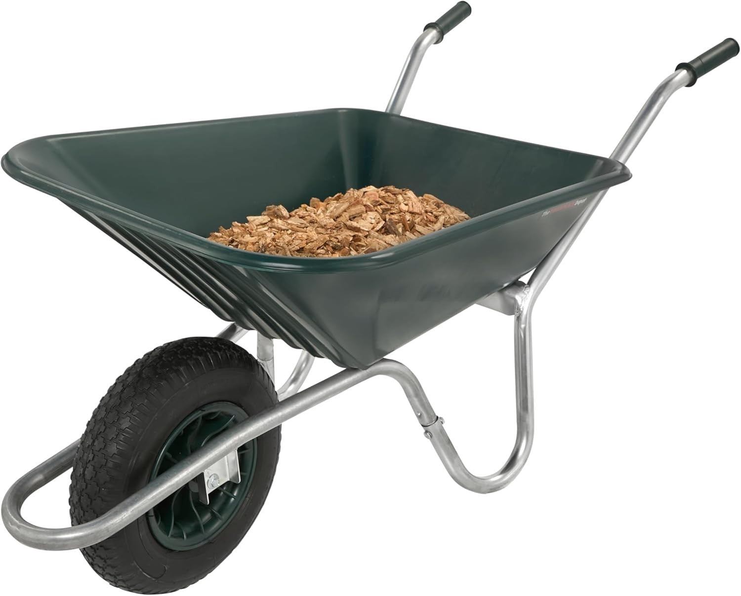 90L 1-Wheel Wheelbarrow Green – Pneumatic Tyre Steel Frame w/ Ergo Handles 120kg