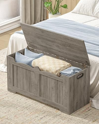 Lift-Top Wooden Storage Bench with Shoe Organizer & Removable Lid