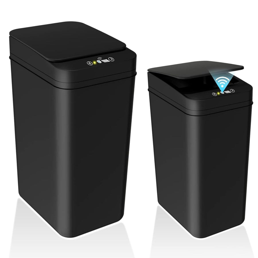 2 Pack Touchless Motion Sensor Bins 12L & 18L Slim Black