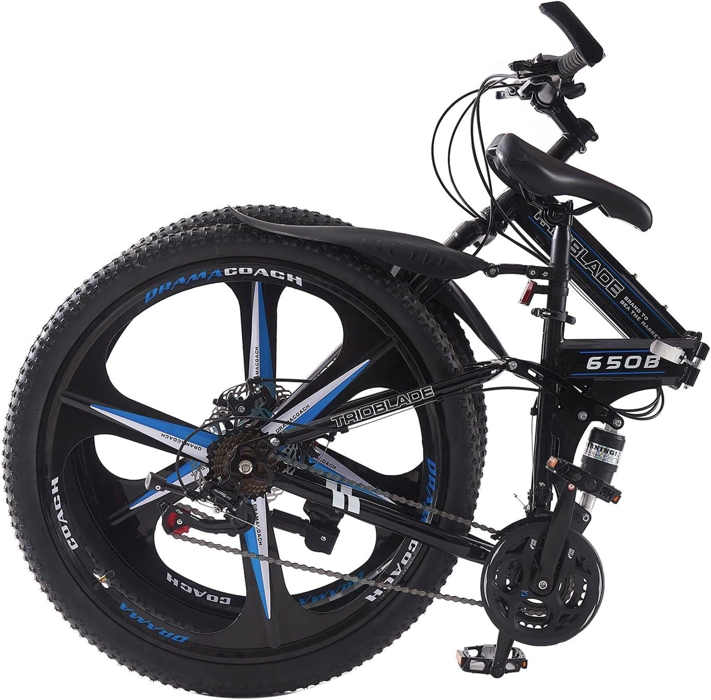 27.5" Folding Mountain Bike 21-Speed Dual Shock MTB 3-Spoke Off Road