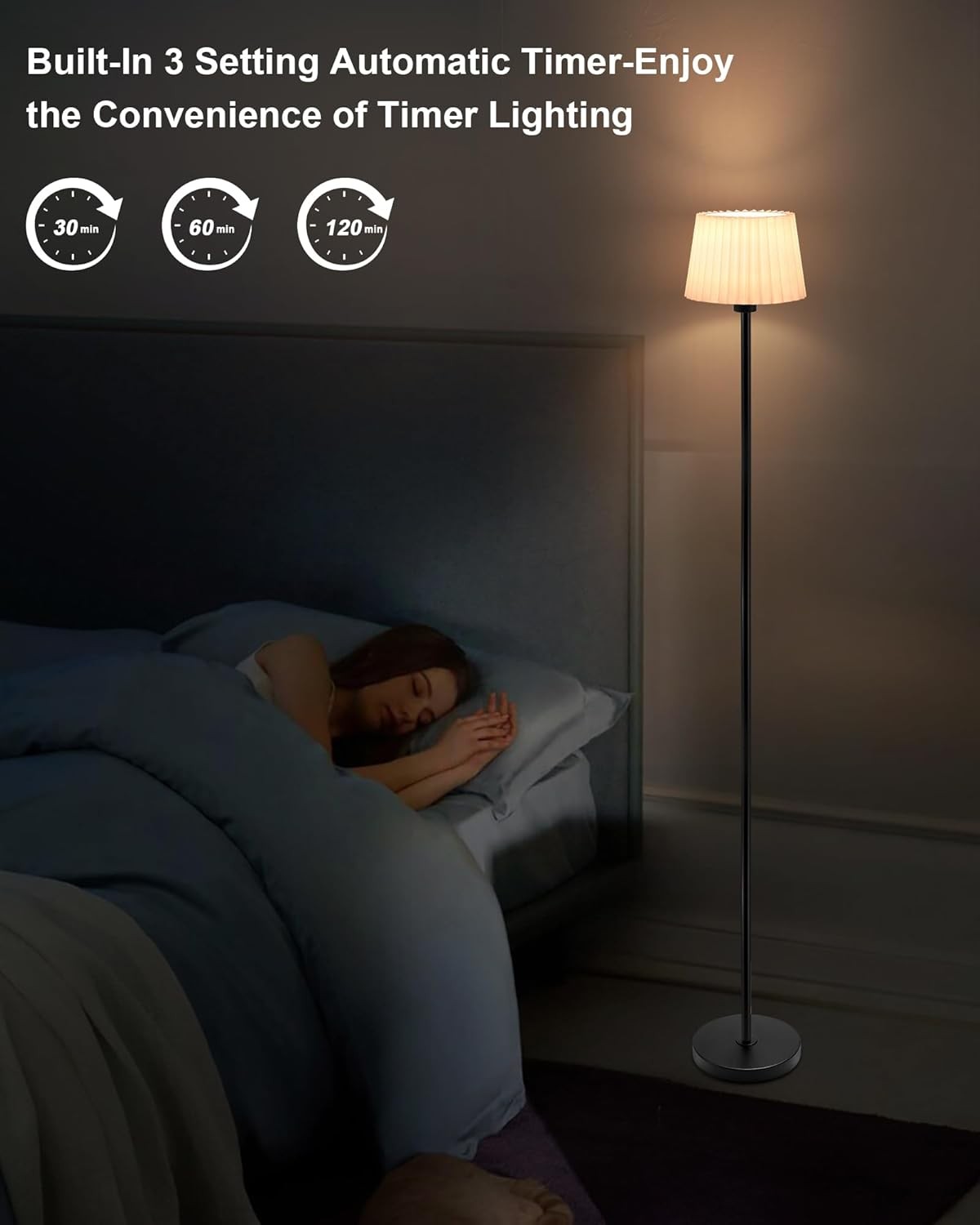 Cordless Floor Lamp Rechargeable Battery Remote Dimmable Portable 57in Light