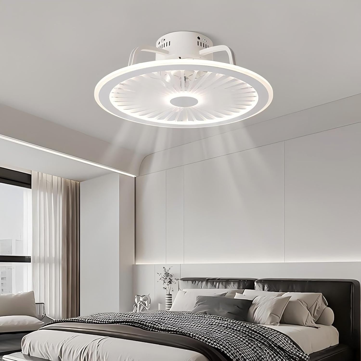 20" Ceiling Fan with Light, App & Remote Control, Dimmable, Reversible