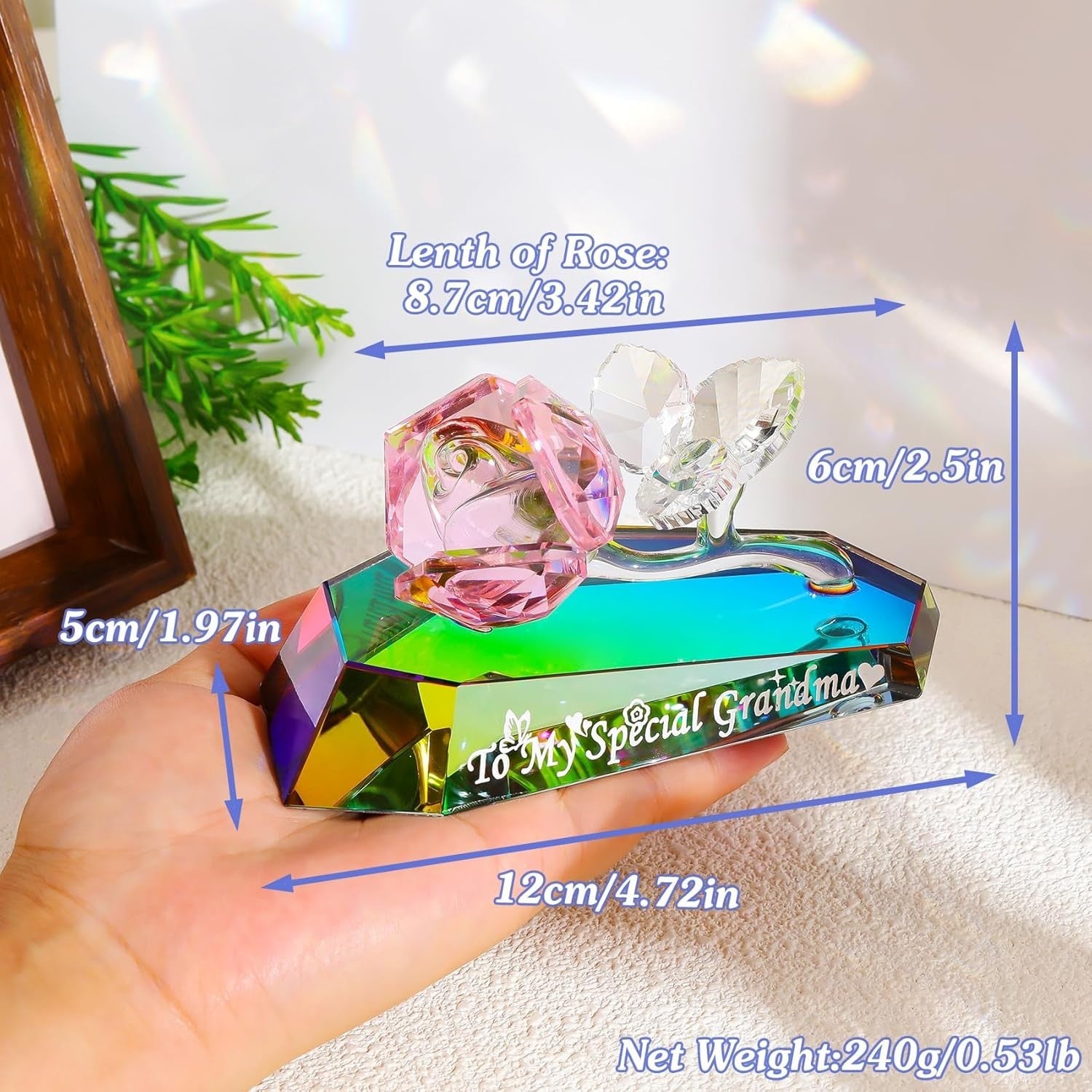 Crystal Rose Gift “To My Special Grandma” – Multicolour Glass Keepsake Ornament