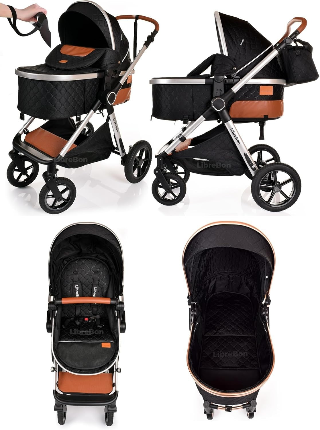 Baby Pram 3in1 Lightweight Pushchair Folding Buggy from Birth to 36m