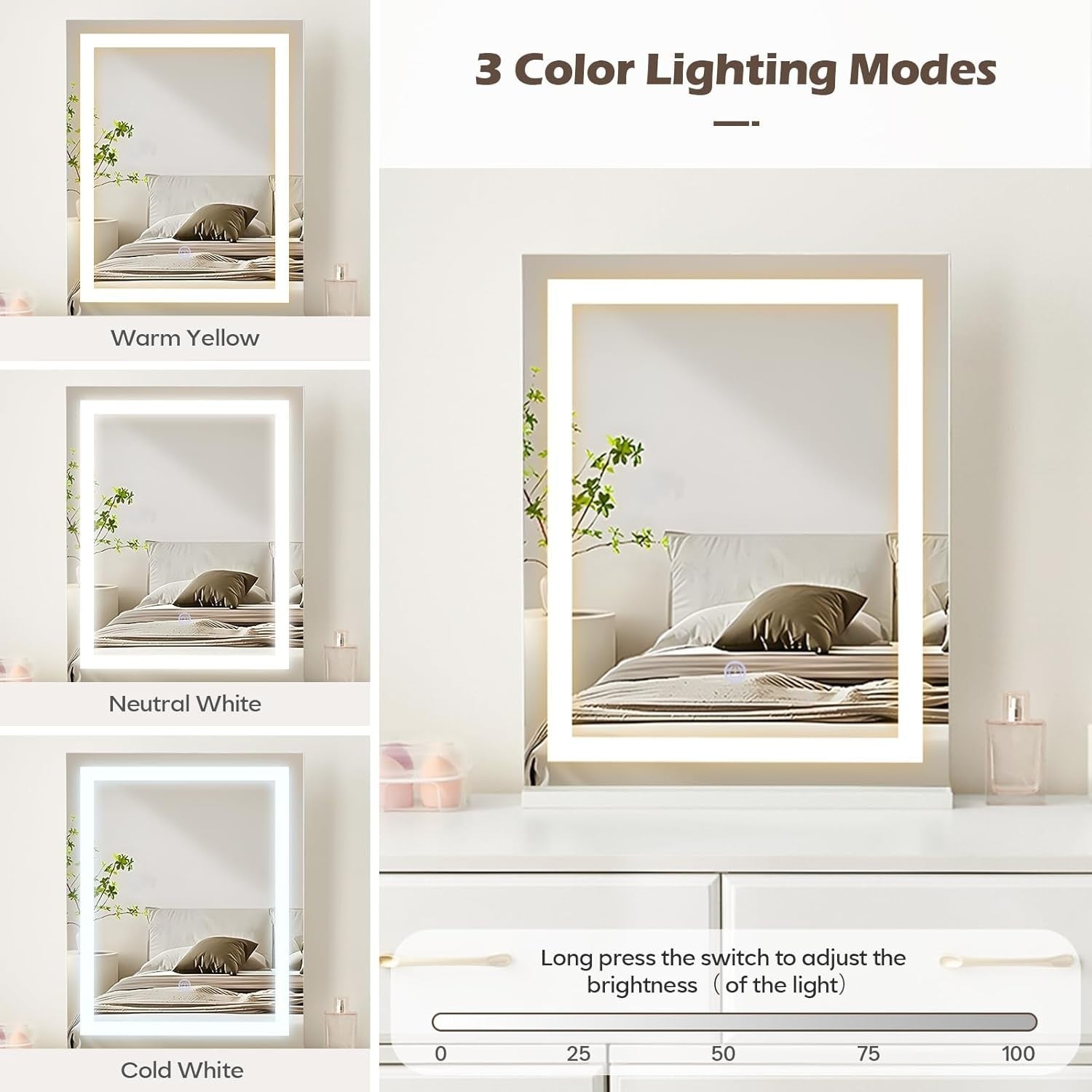 Modern LED Vanity Dressing Table Desk Makeup Dresser 5 Drawer Cabinet Storage