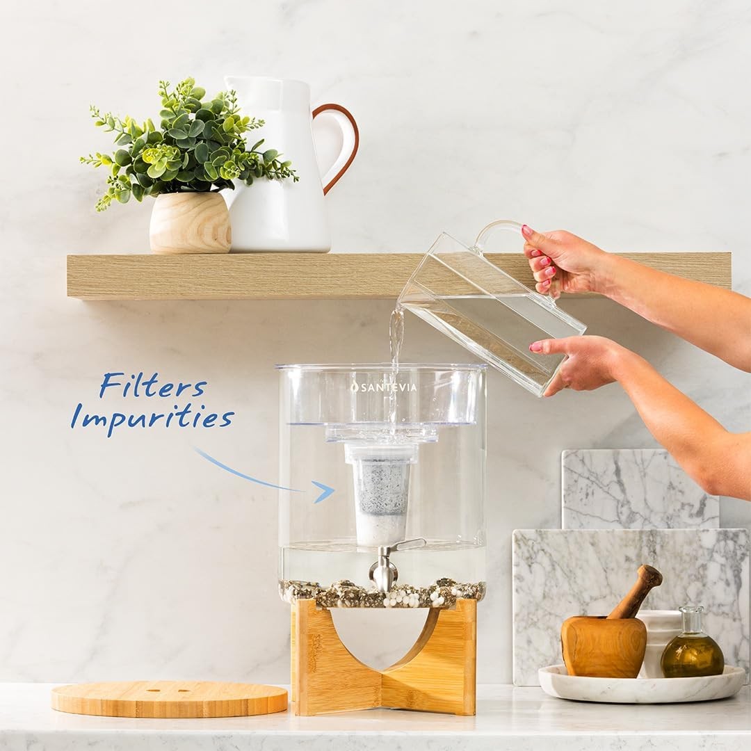 Glass Water Filter Dispenser Countertop Fluoride Chlorine Removal 8L Alkaline