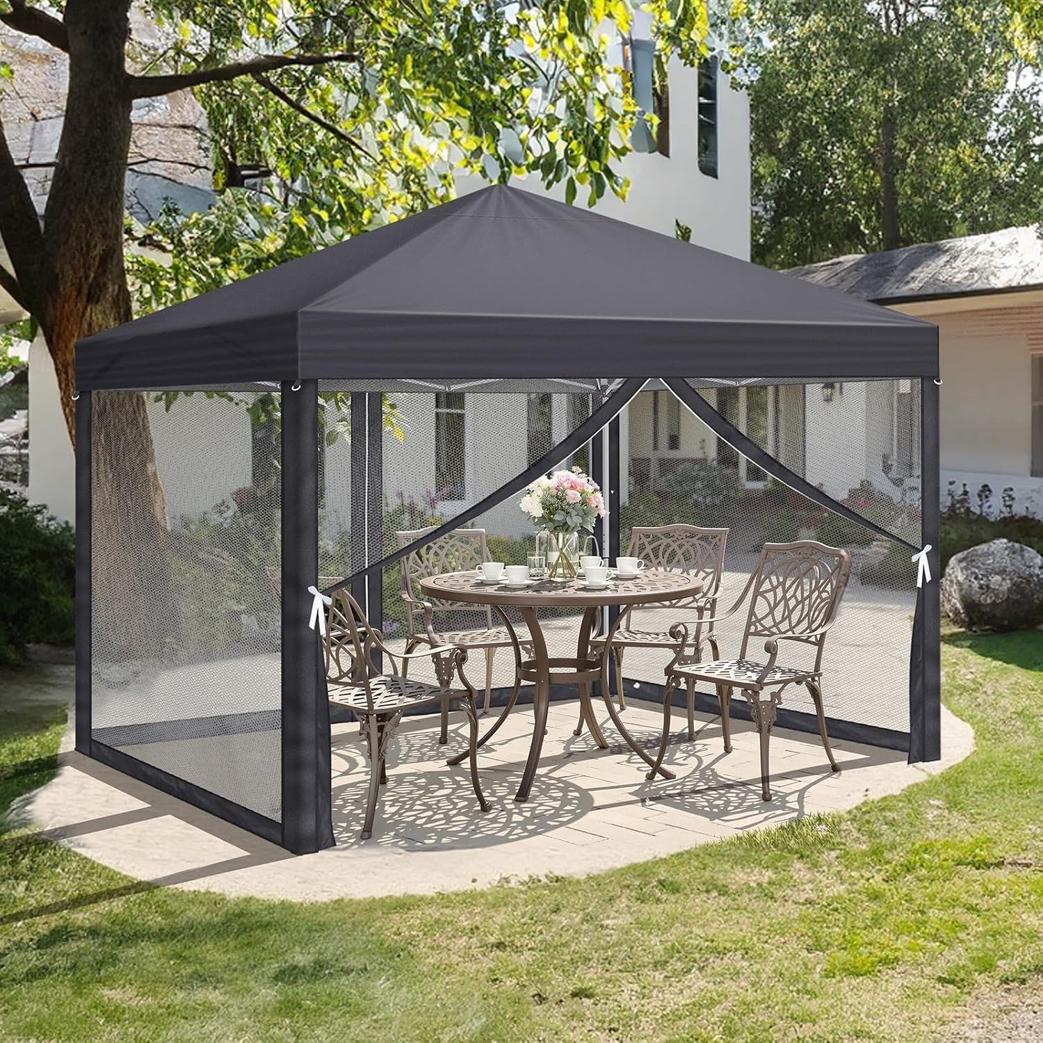 3x3M Pop Up Gazebo With Sides Mosquito Net Waterproof Garden Party Tent