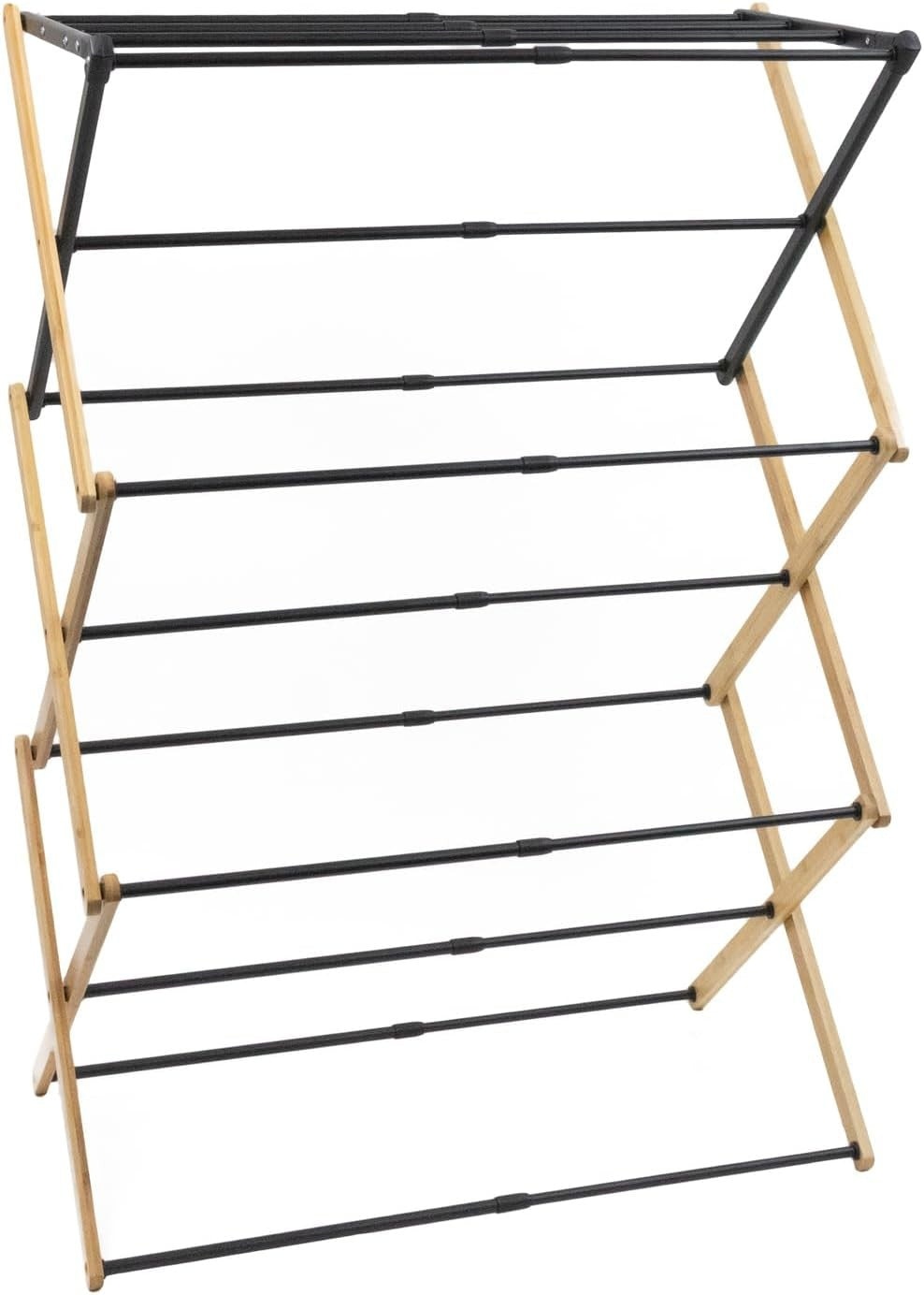 Bamboo 3 Tier Concertina Clothes Airer Extendable Folding Drying Stand