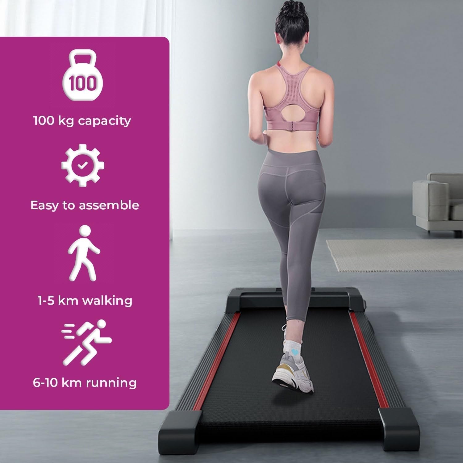 Under Desk Walking Treadmill Portable LED Display Adjustable Speed Home Gym
