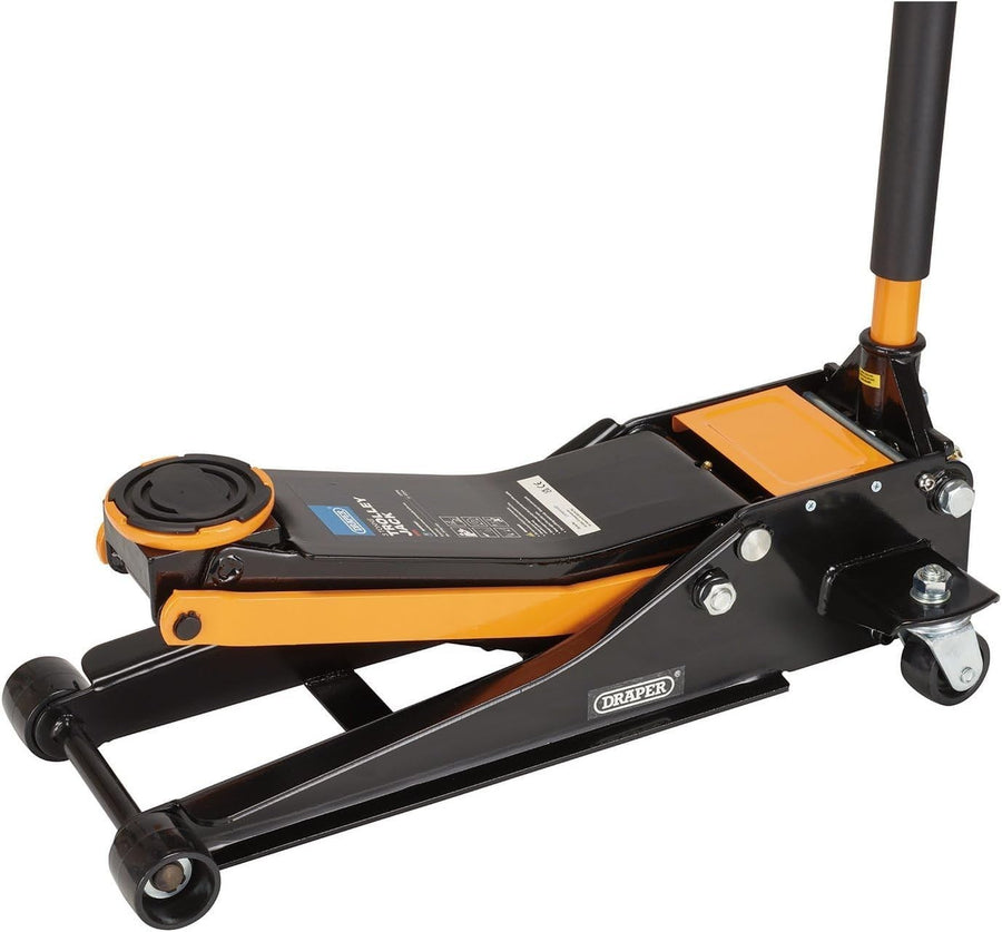 3 Ton Low Profile Trolley Jack 75–505 mm Heavy Duty Car Lift Orange/Black