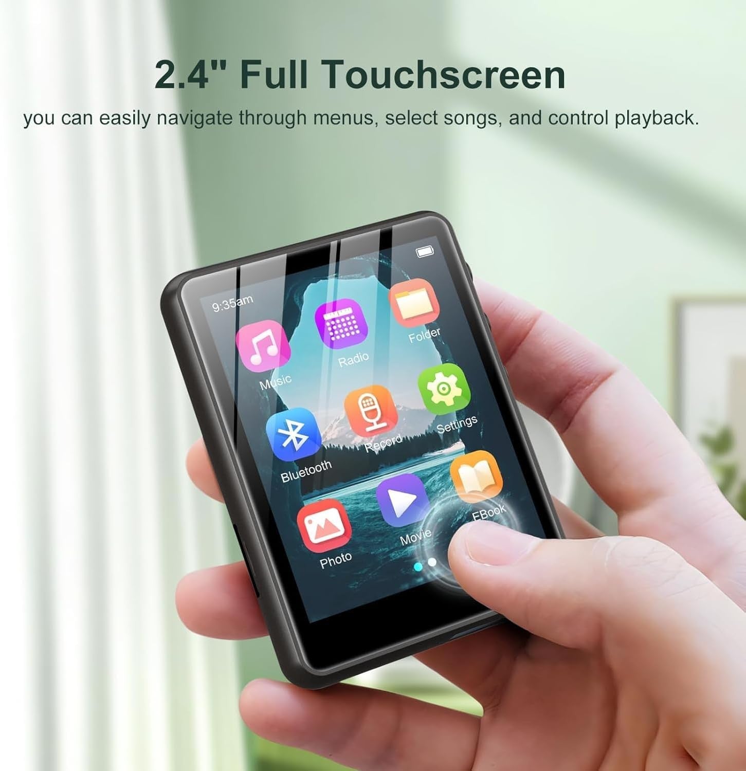 128GB MP3 Player Bluetooth 5.4 2.4" Touchscreen FM HiFi