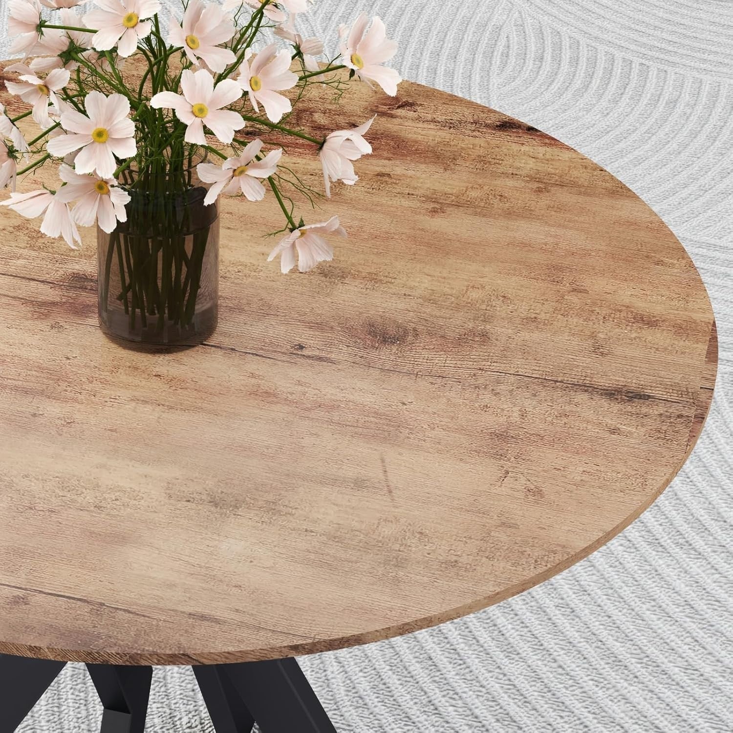 Round Wooden Dining Table 90cm Metal Legs Small Kitchen Office Cafe