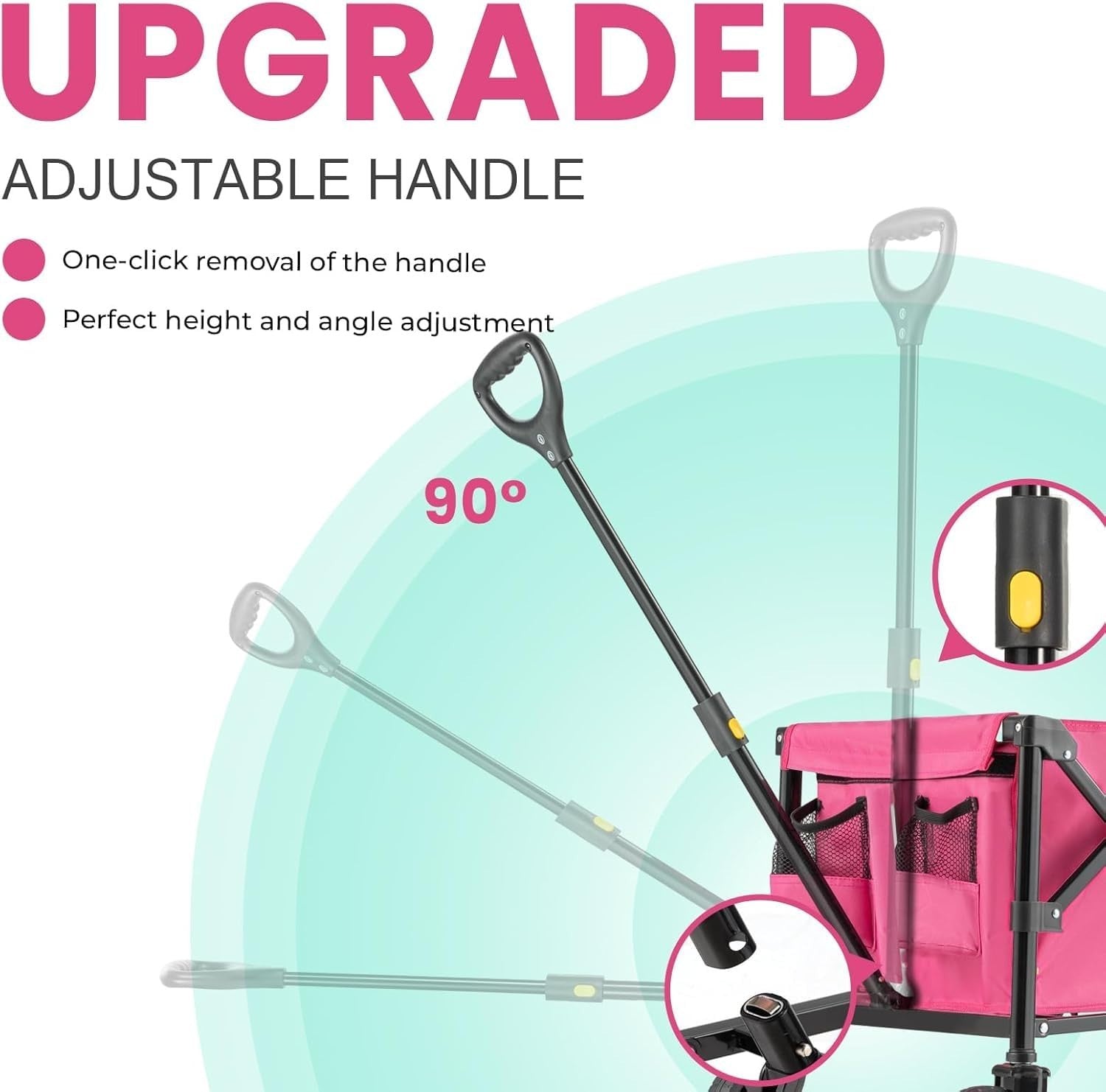 Pink Collapsible Camping Wagon 100kg Lightweight Folding Festival Garden Trolley