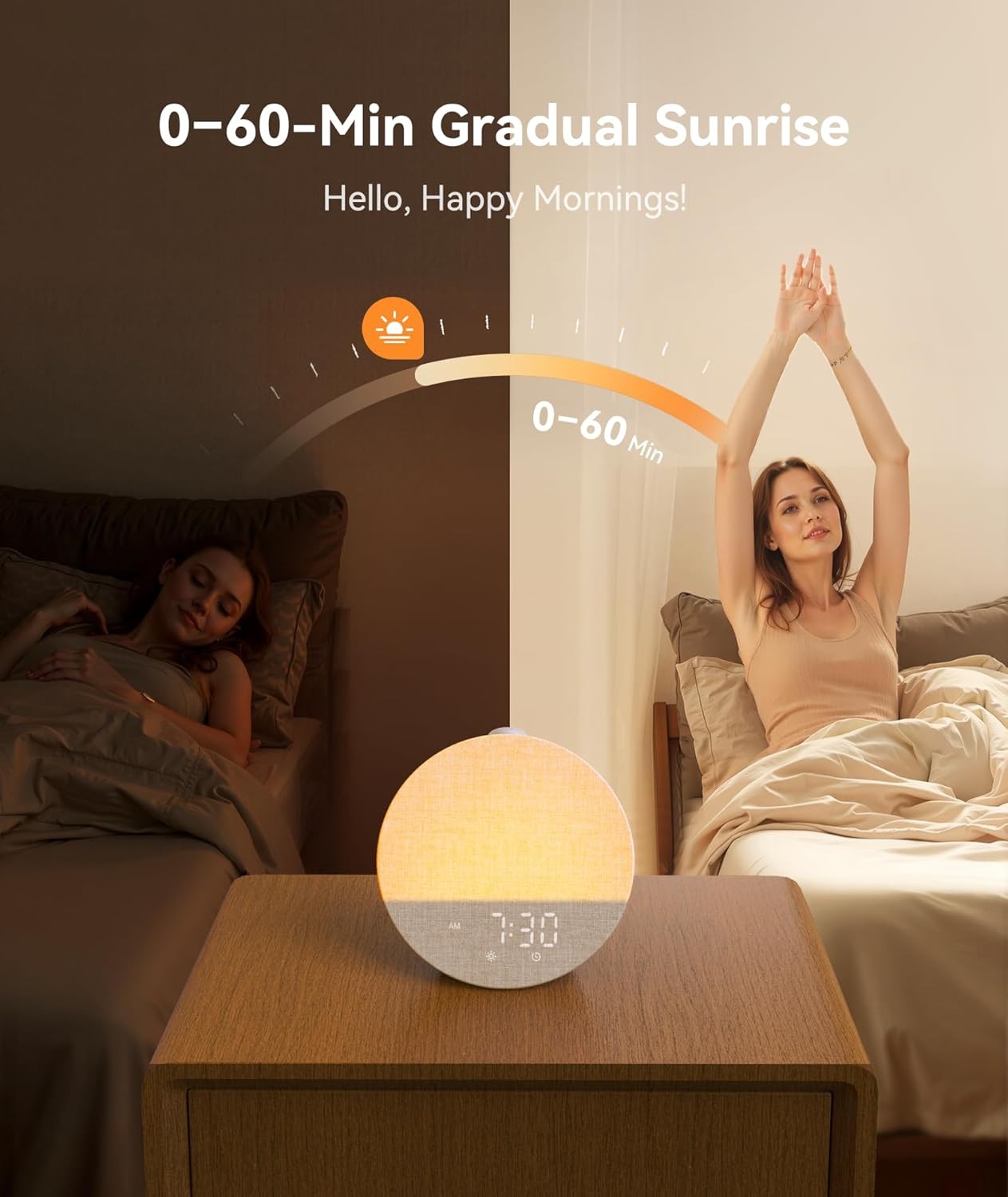 Sunrise Alarm Clock Wake Up Light White Noise 29 Sounds Night Lamp