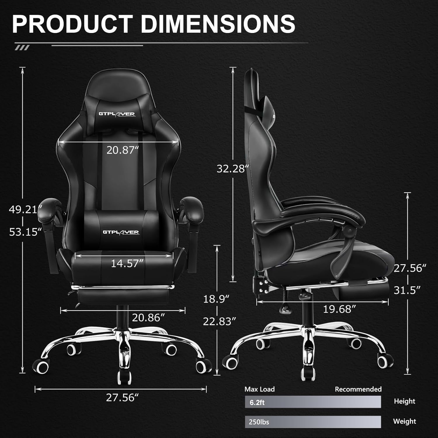 Gaming Chair Ergonomic Red Faux Leather Reclining Footrest Office PC Desk