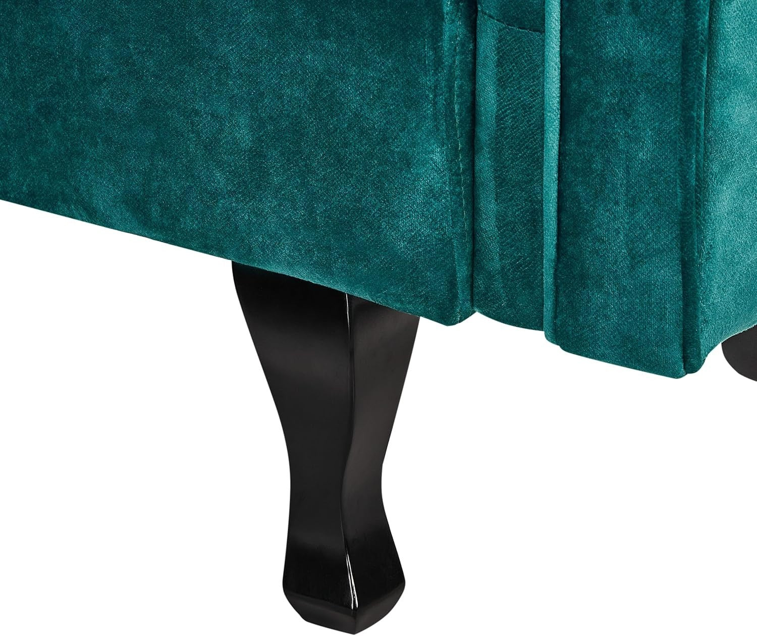 Velvet Chaise Lounge Sofa Green | Tufted Back, Cushion, Wooden Legs