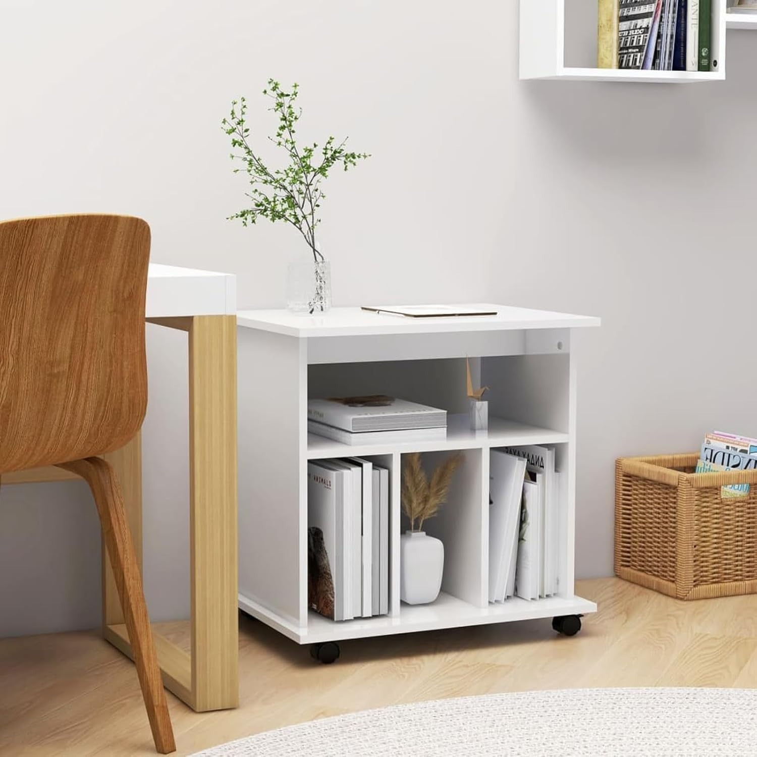 Sonoma Oak Rolling File Cabinet Wooden Under Desk Storage Unit